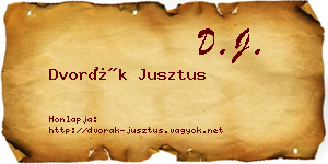 Dvorák Jusztus névjegykártya